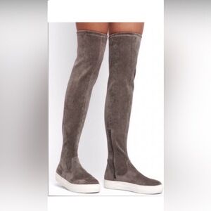 J Slides Ary Ultra Suede  Over-the-Knee Grey Boots